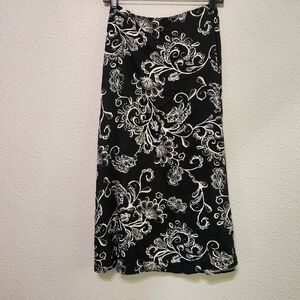 Elegant Black and White Floral Skirt